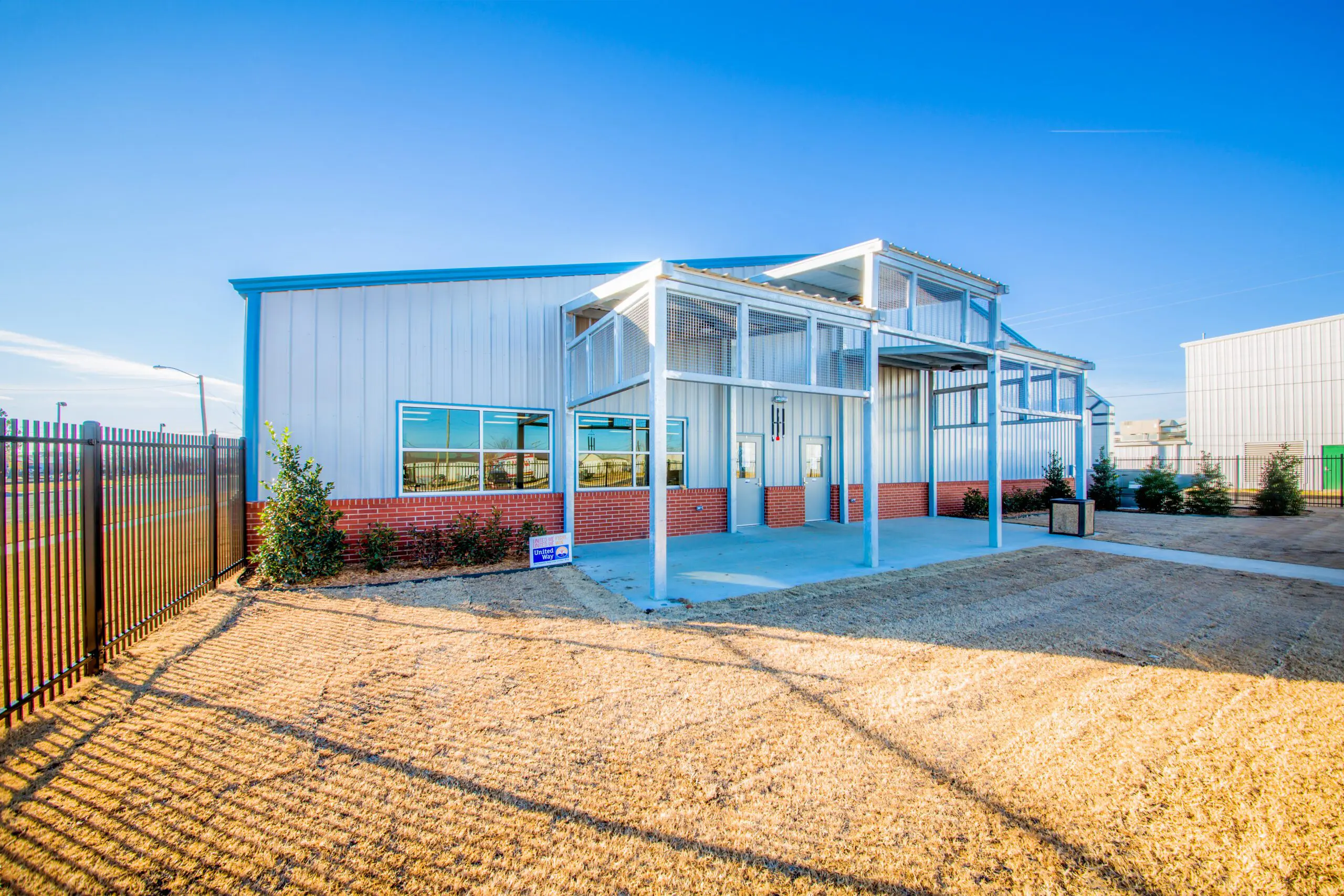 Exterior of a warehouse style building.