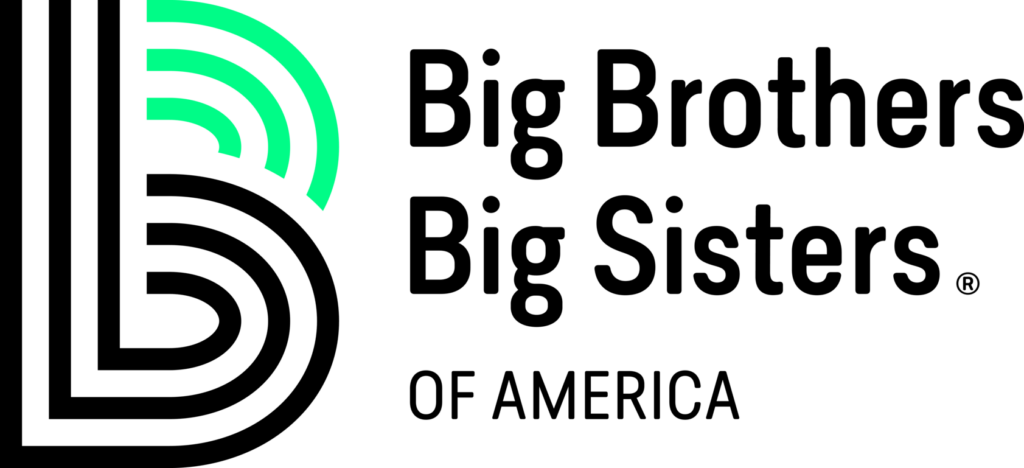 Big Brothers Big Sisters of America logo featuring a stylized "B" in black and green lines on the left, with the organization name in bold text on the right.