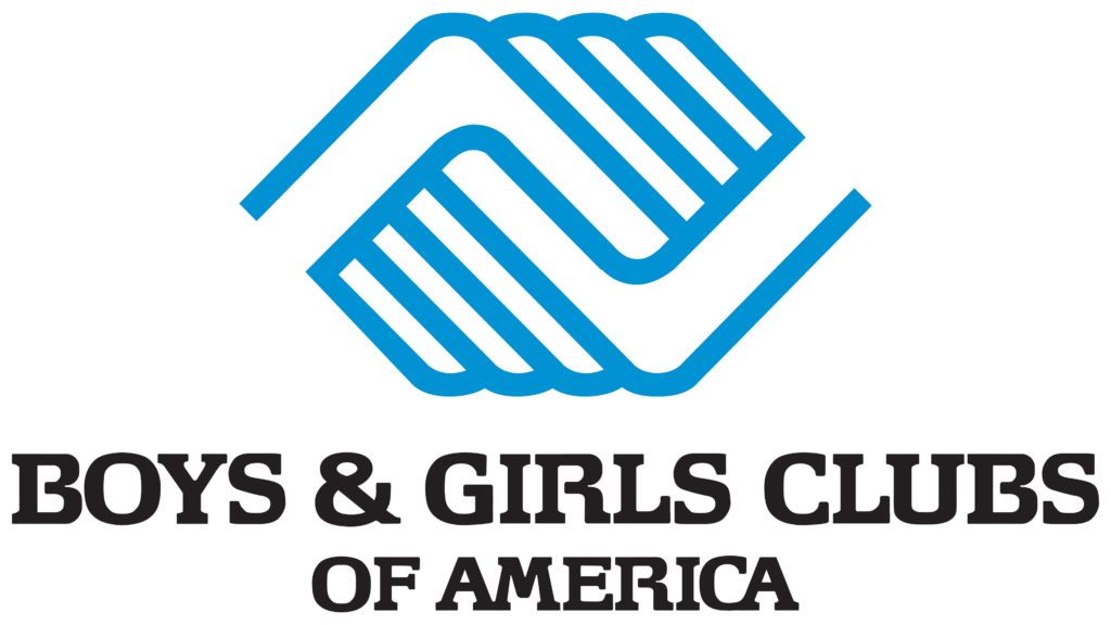 The Boys & Girls Clubs of America logo, featuring two blue outlined hands interlocking above the words “Boys & Girls Clubs of America” in bold black text.