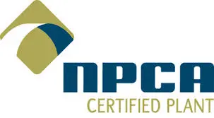 NPCA Certified Plant logo with a gold and blue geometric design above the blue letters "NPCA" and green text "CERTIFIED PLANT" underneath.
