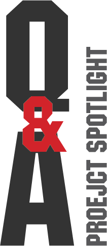 Large black letters "Q" and "A" stacked vertically with a red ampersand "&" between them; the words "PROJECT SPOTLIGHT" appear in gray, vertically on the right side.