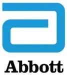 The image shows the Abbott logo, featuring a stylized blue "a" above the word "Abbott" in bold black letters.