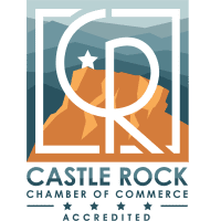 The castle rock chamber of commerce logo.