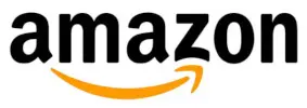 Amazon logo with the word "amazon" in black lowercase letters and a yellow curved arrow below, pointing from the letter "a" to "z".