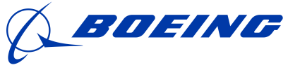 Boeing logo featuring a stylized blue airplane graphic next to the word "BOEING" in bold blue letters.