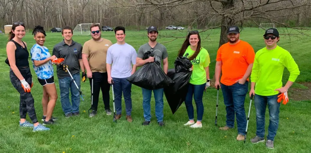 Crossland Heavy Contractors Kansas City team members at an Earth Day cleanup event.