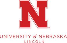 Large red letter "N" outlined in white, with the words "UNIVERSITY OF NEBRASKA LINCOLN" written below in red capital letters.