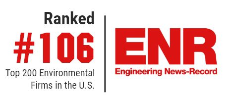 Ranked #106 Top 200 Environmental Firms in the U.S. logo beside Engineering News Record logo.