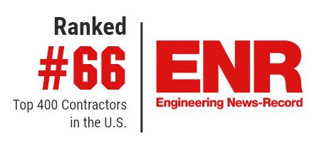 Ranked #66 Top 400 Contractors in the U.S. logo beside Engineering News Record logo.