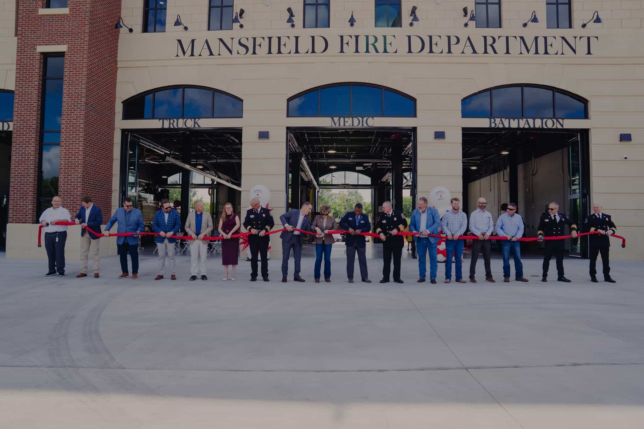 Ribbon cutting at a Mansfield Fire Department station